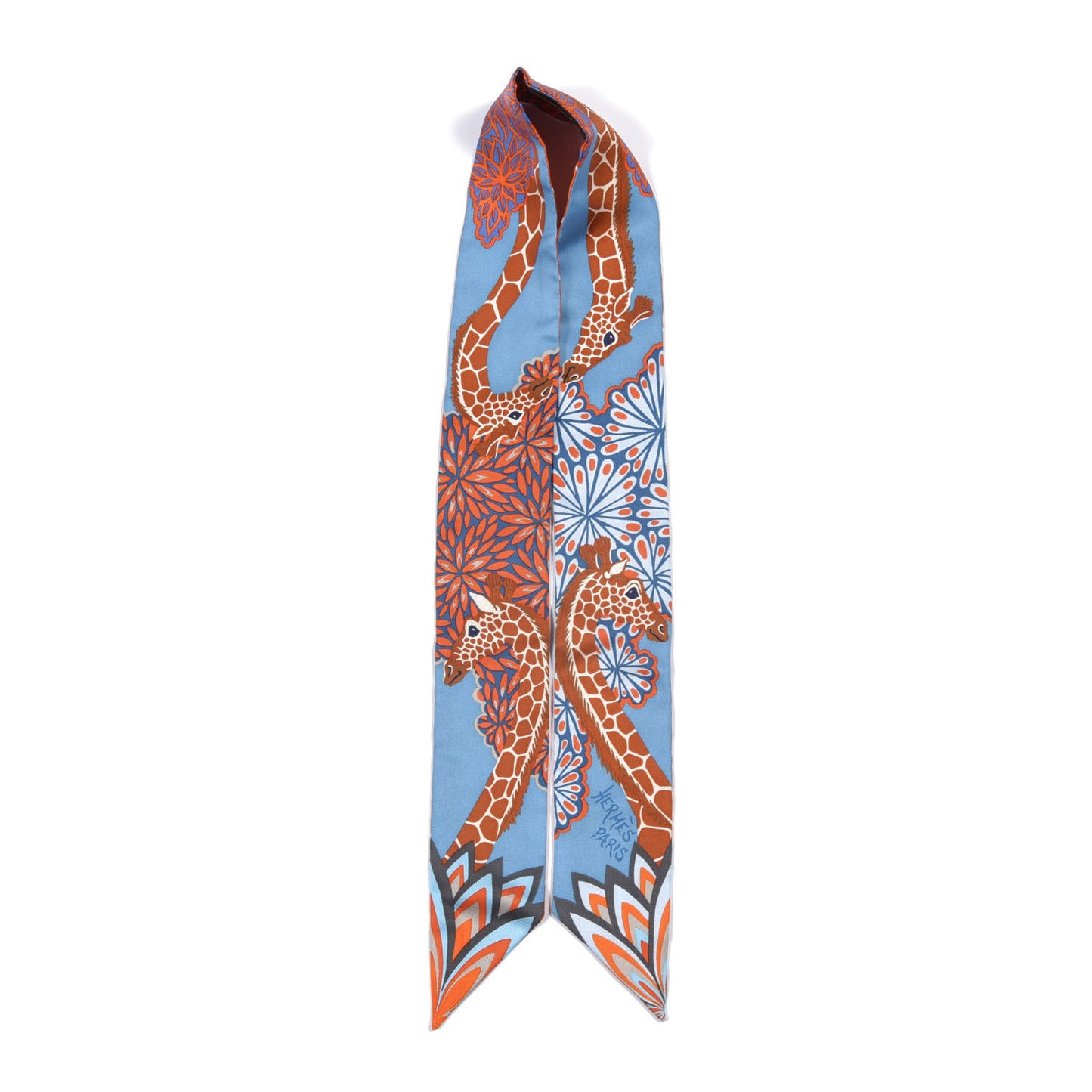 Silk The Three Graces Twilly Bleu Jean Orange Rouille
