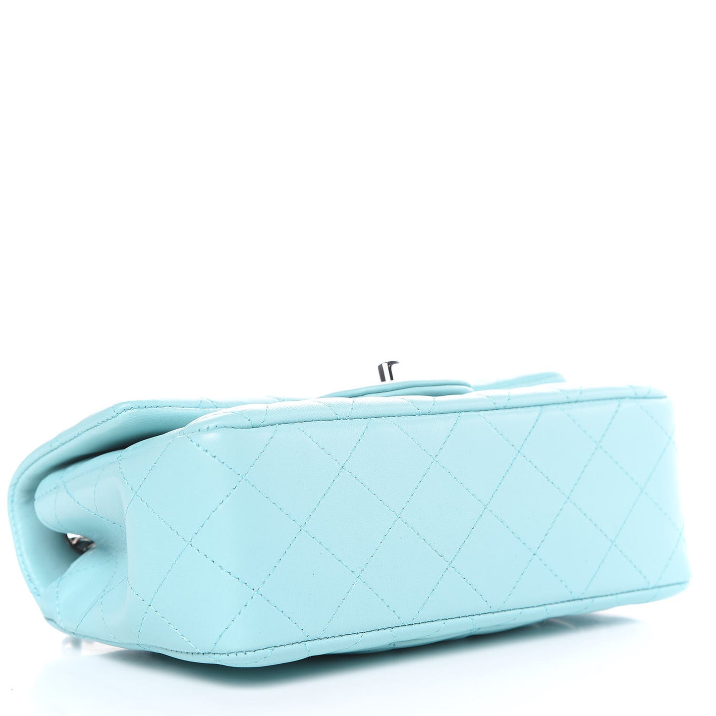 Lambskin Quilted Mini Rectangular Flap Light Blue