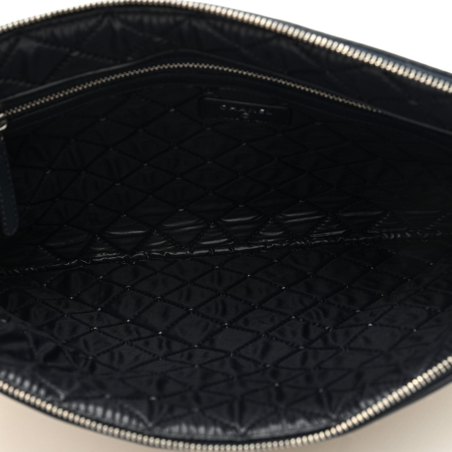 Striped Canvas Deauville Pouch Clutch Beige
