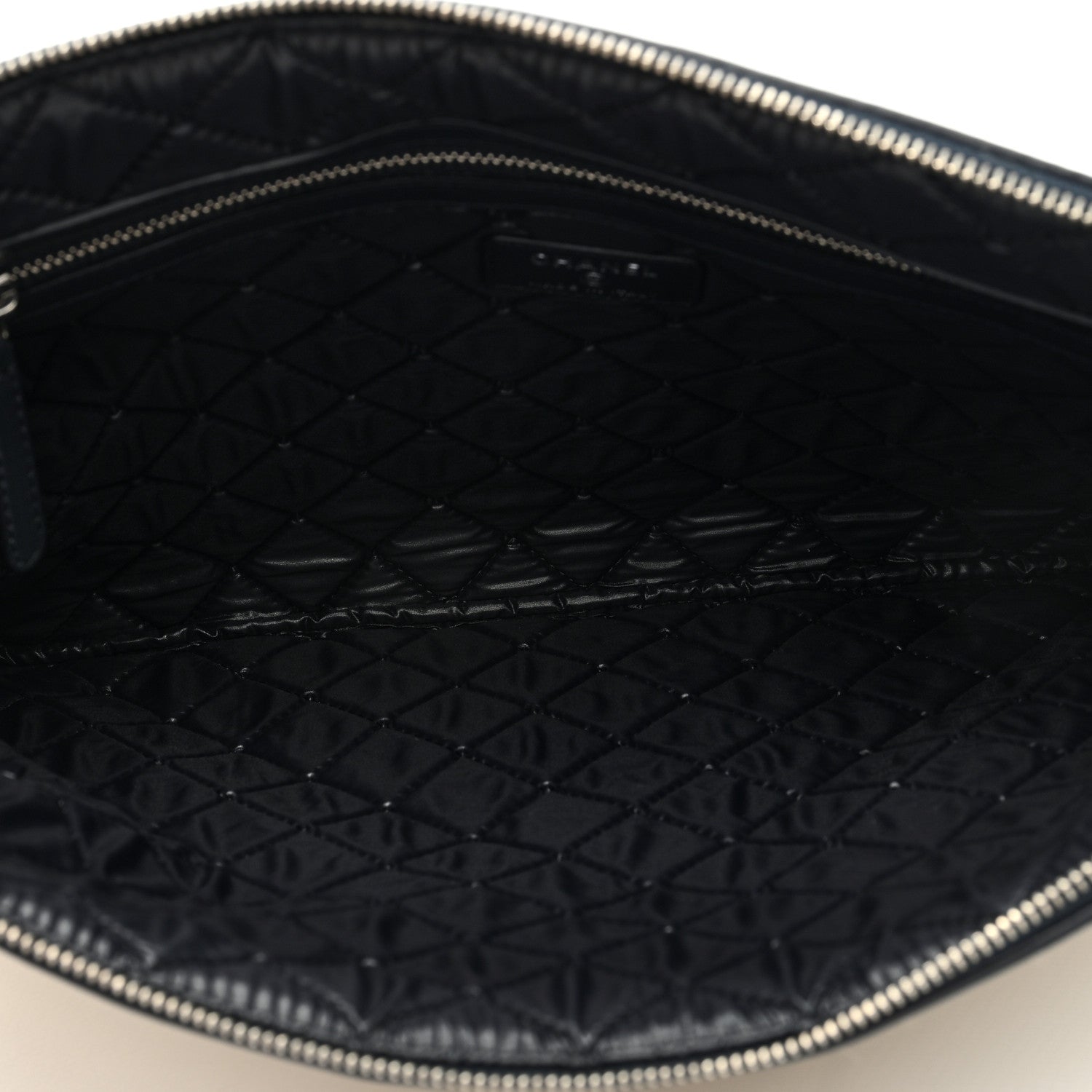 Chanel Striped Canvas Deauville Pouch Clutch Beige 5 of 7