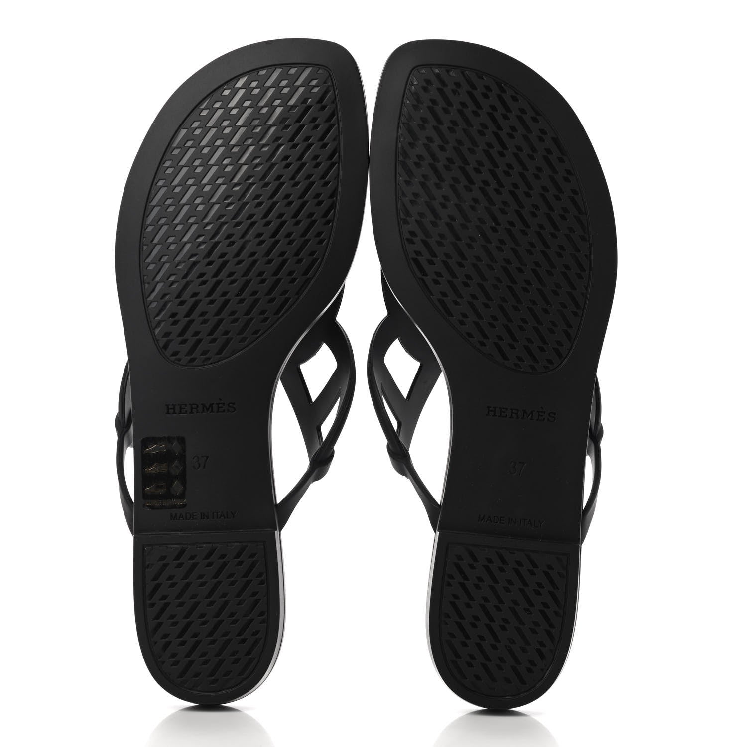 Hermes Rubber Womens Egerie Sandals 37 Black 5 of 9