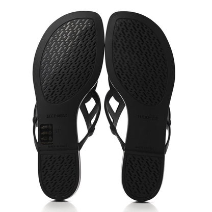 Hermes Rubber Womens Egerie Sandals 37 Black 5 of 9