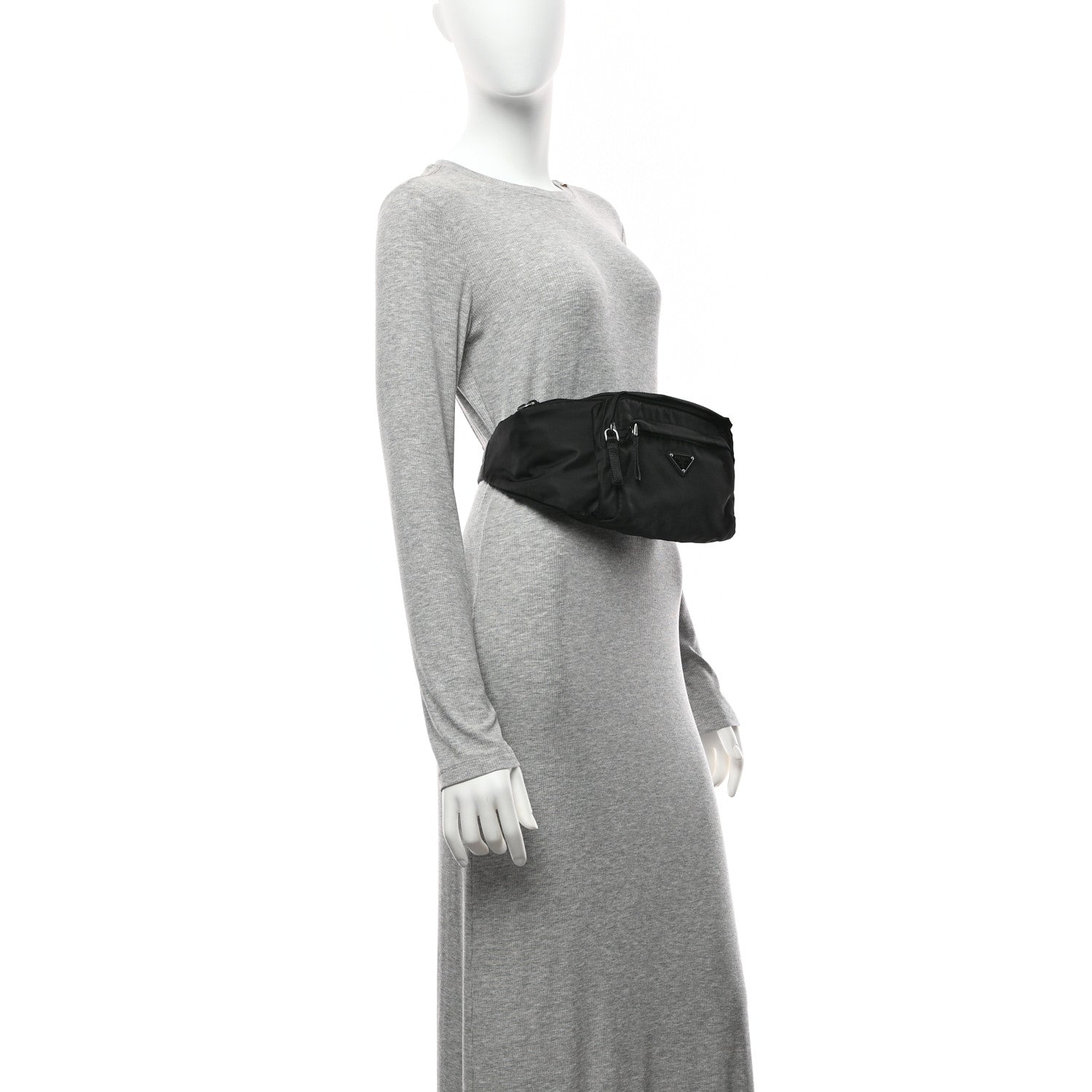 Prada Tessuto Nylon Double Pocket Belt Bag Black 1788196