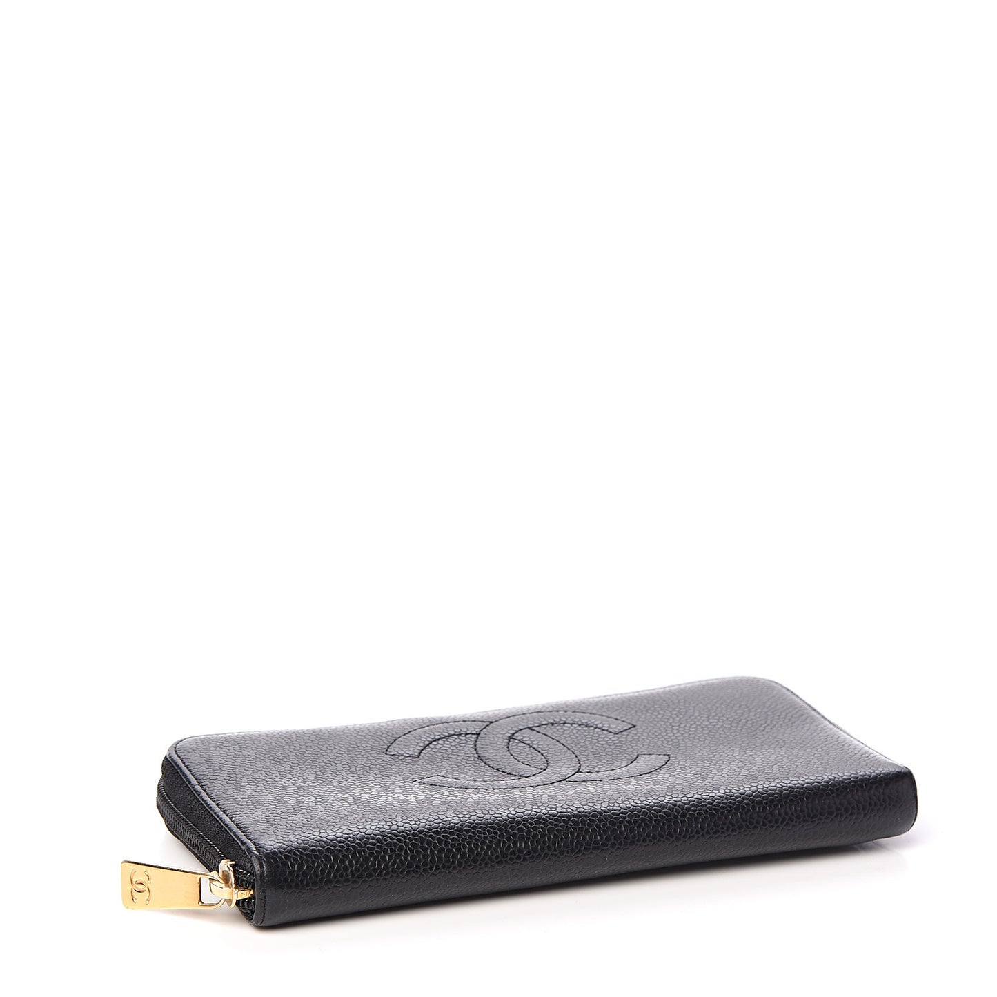 Caviar Timeless CC Large Gusset Zip Around Wallet Black