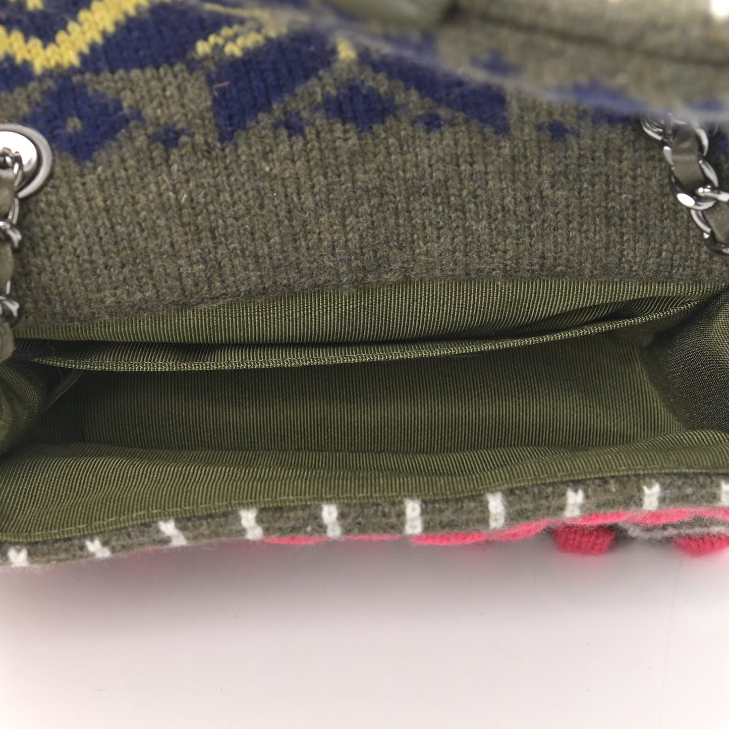 Cashmere Knit Extra Mini Single Flap Khaki Multicolor
