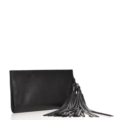 Gucci Pebbled Calfskin Broadway Bamboo Tassel Clutch Black 3 of 8