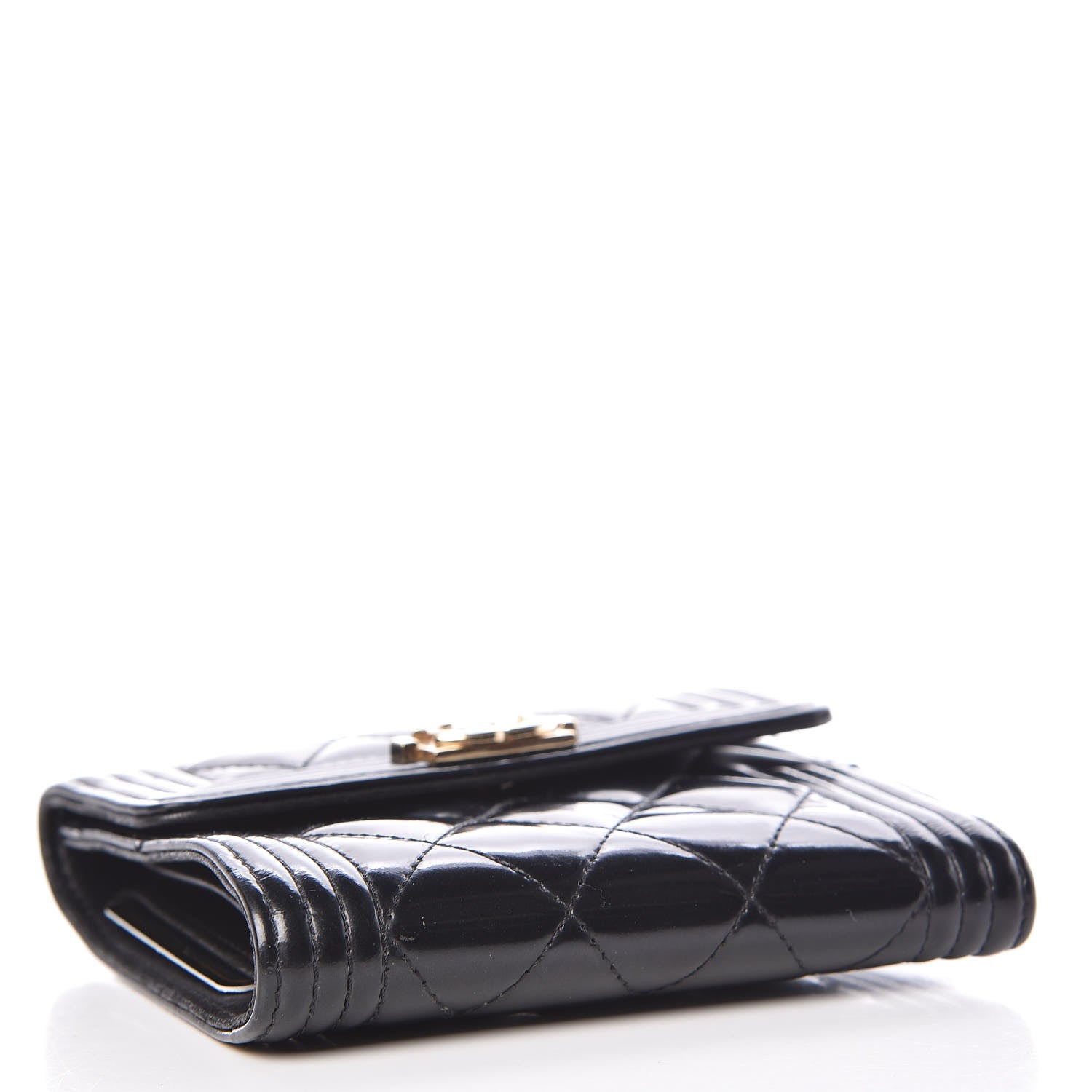 Chanel Patent Quilted Compact Boy Wallet Black 4 of 19