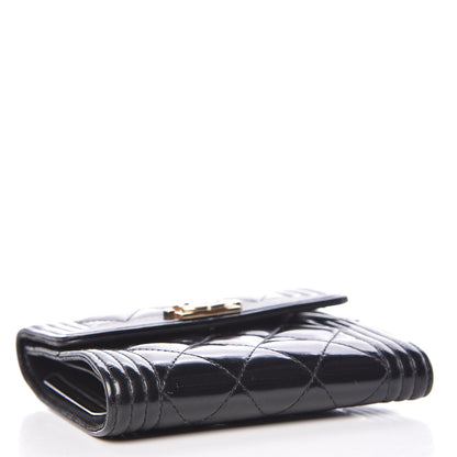 Chanel Patent Quilted Compact Boy Wallet Black 4 of 19
