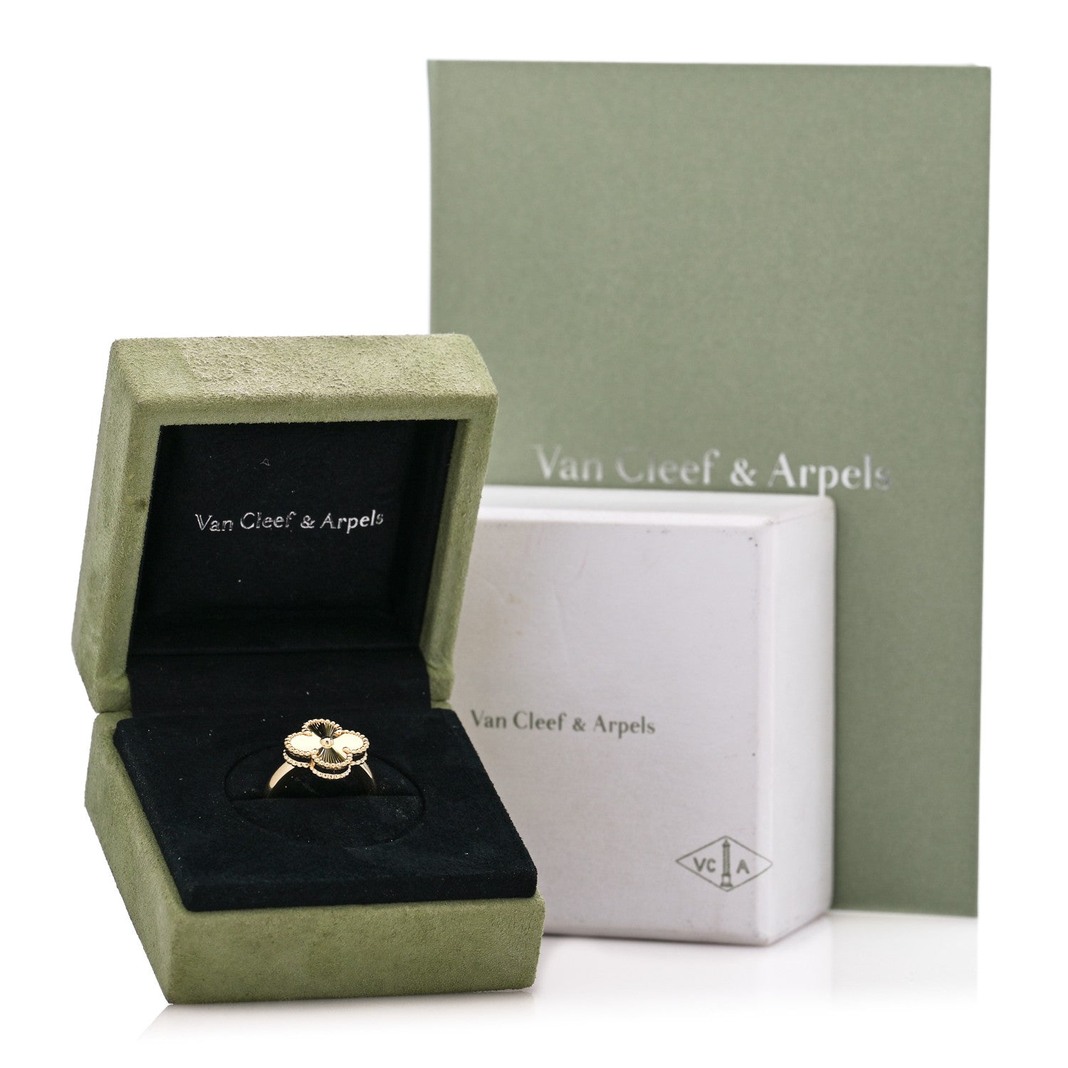 Van Cleef & Arpels 18K Yellow Gold Guilloche Vintage Alhambra Ring 51 5.75 5 of 5