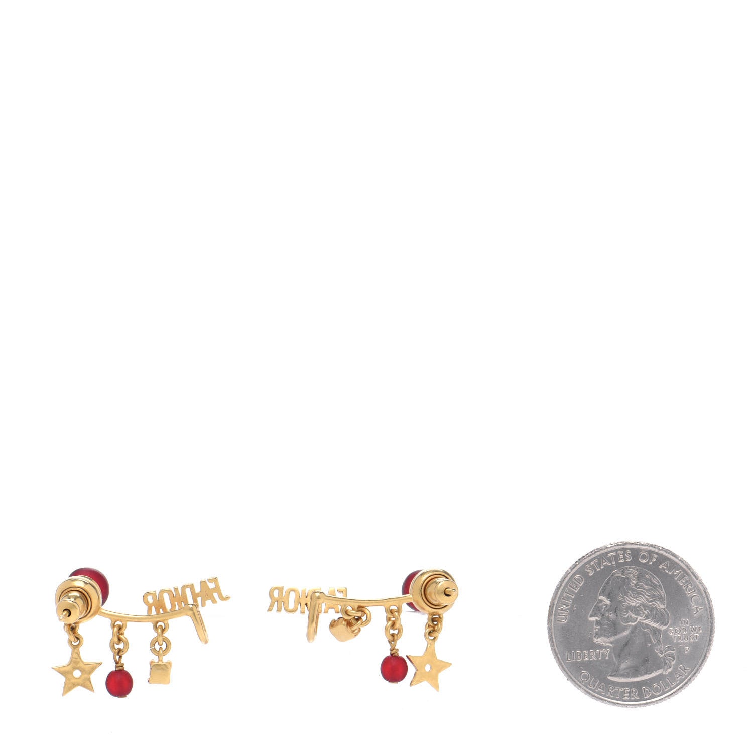 Christian Dior Pearl Crystal J'Adior Earrings Aged Gold Red 2 of 3