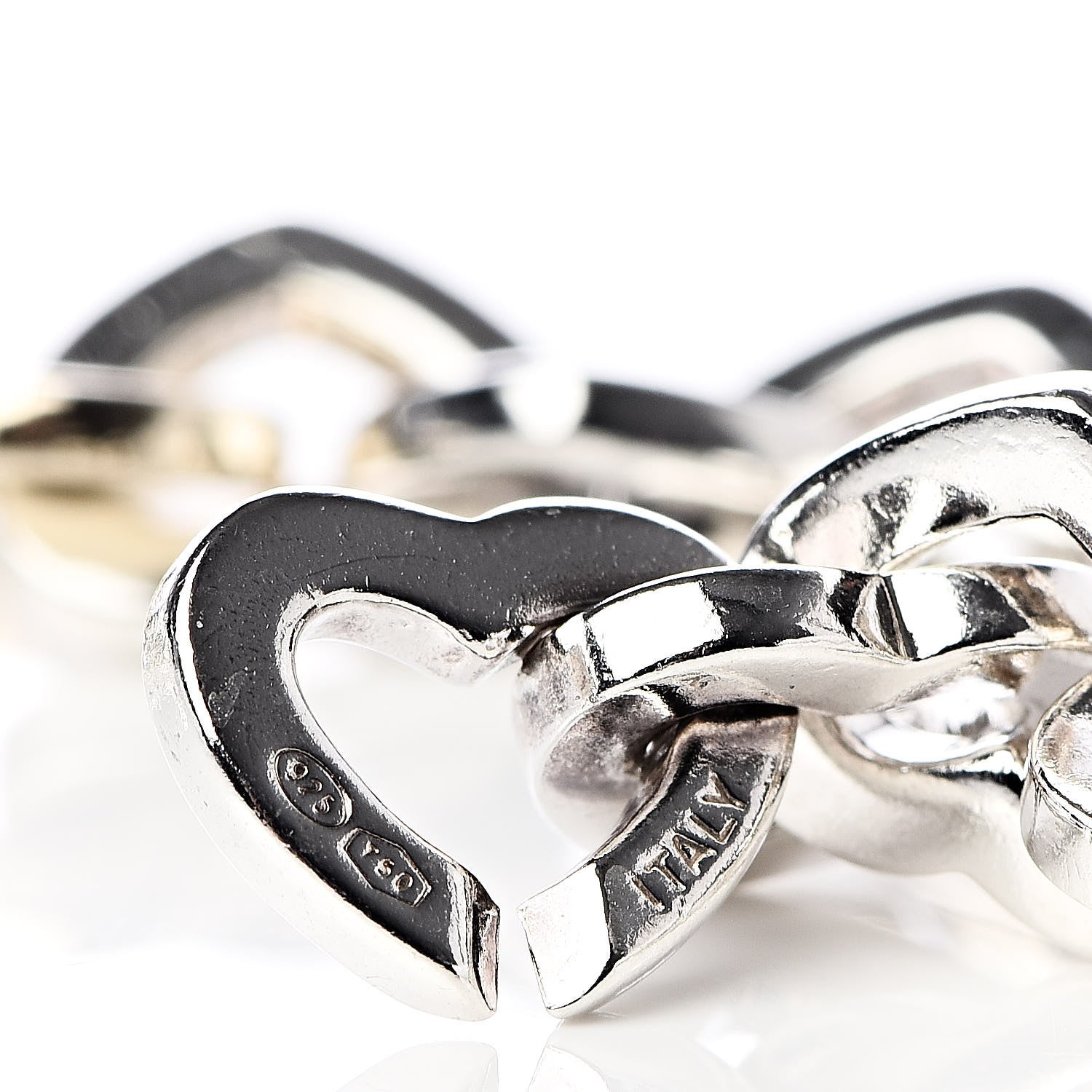 Tiffany Sterling Silver 18K Yellow Gold Heart Links Bracelet 6 of 6