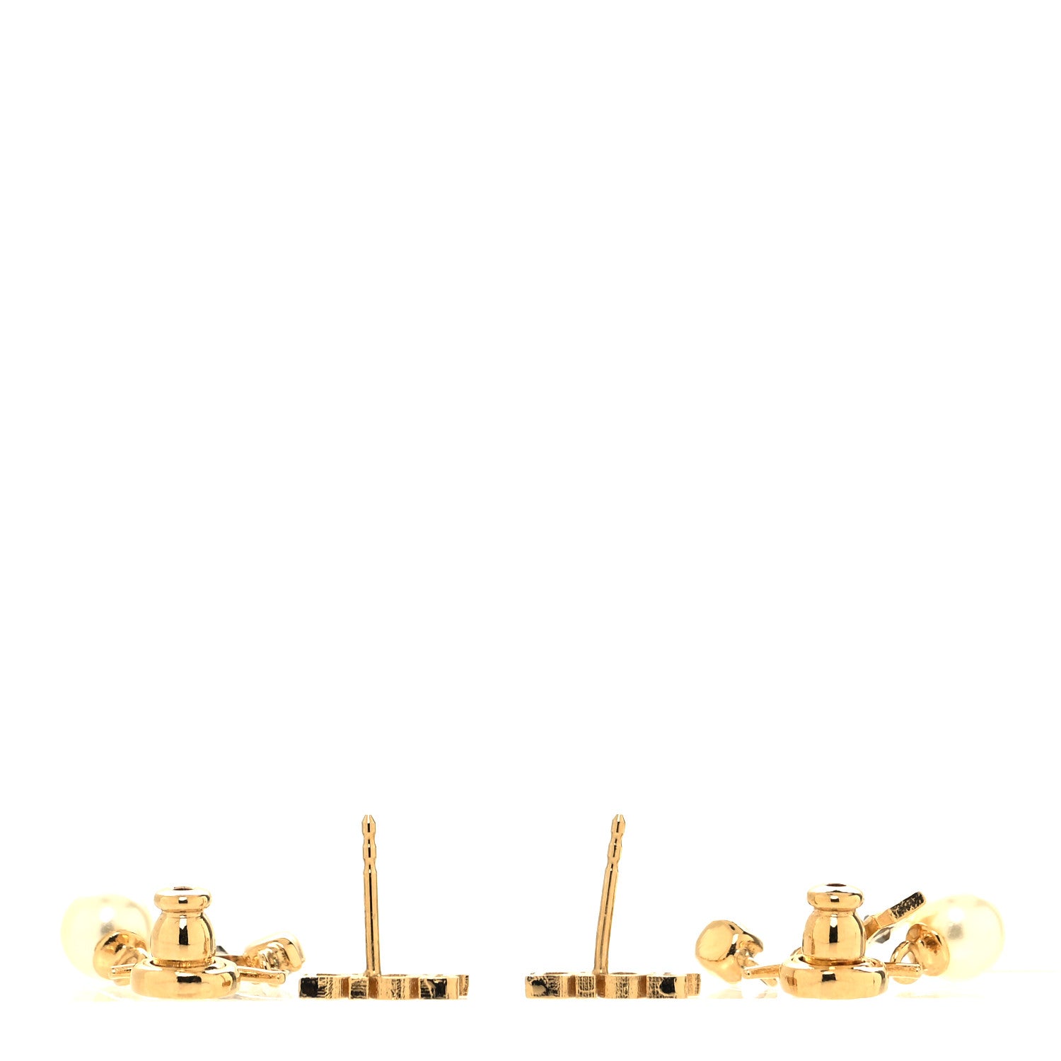 Christian Dior Pearl Crystal Dio(r)evolution Earrings Aged Gold 3 of 4