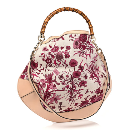 Gucci Canvas Floral Flora Peggy Bamboo Top Handle Hobo 2 of 12
