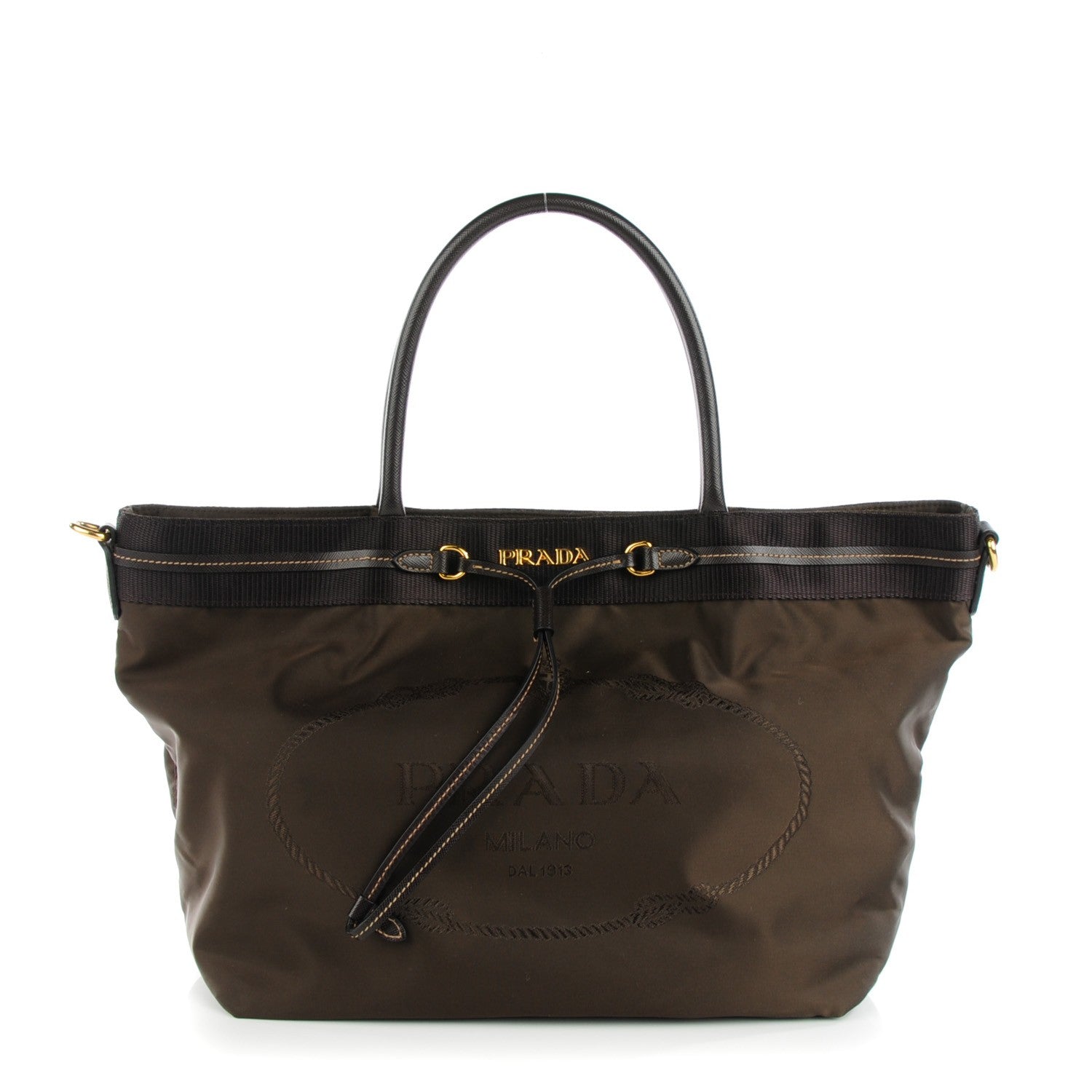 Prada Tessuto Nylon Jacquard Logo Tote Moro 1 of 7