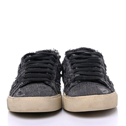 Saint Laurent Denim Canvas Womens Court Classic Low Top Sneakers 38 Black Frost 2 of 7