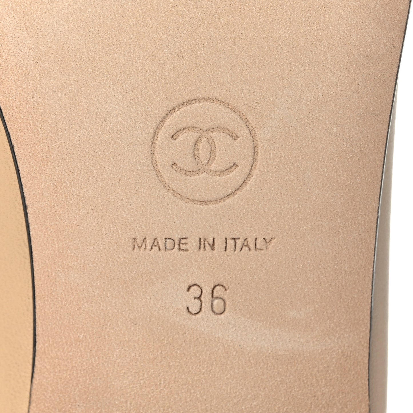 Lambskin Cap Toe CC Ballerina Flats 36 Beige Black