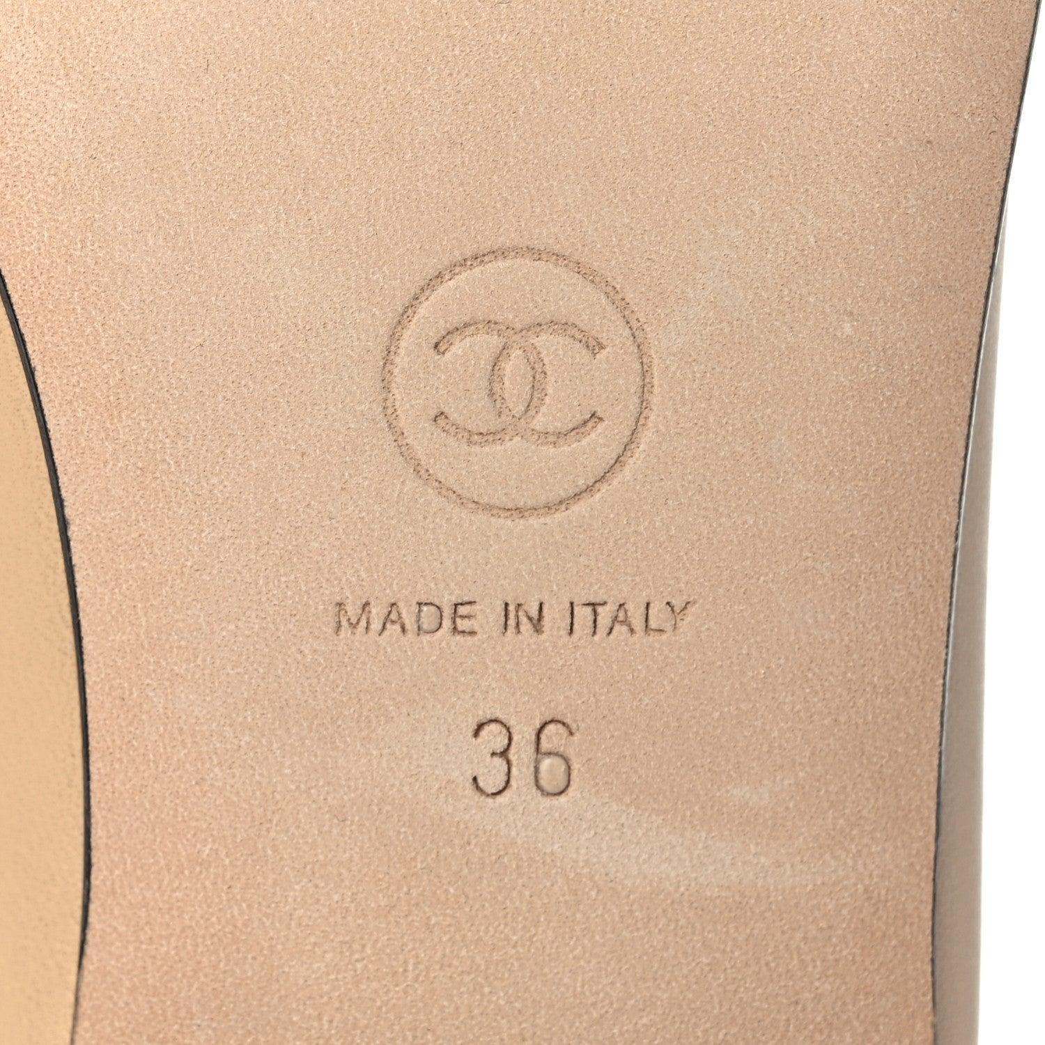Chanel Lambskin Cap Toe CC Ballerina Flats 36 Beige Black 8 of 8