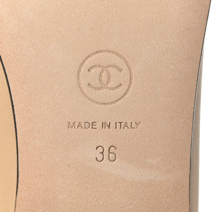 Chanel Lambskin Cap Toe CC Ballerina Flats 36 Beige Black 8 of 8