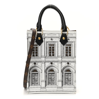 Louis Vuitton X FORNASETTI Calfskin Architettura Petit Sac Plat Black White 1 of 9