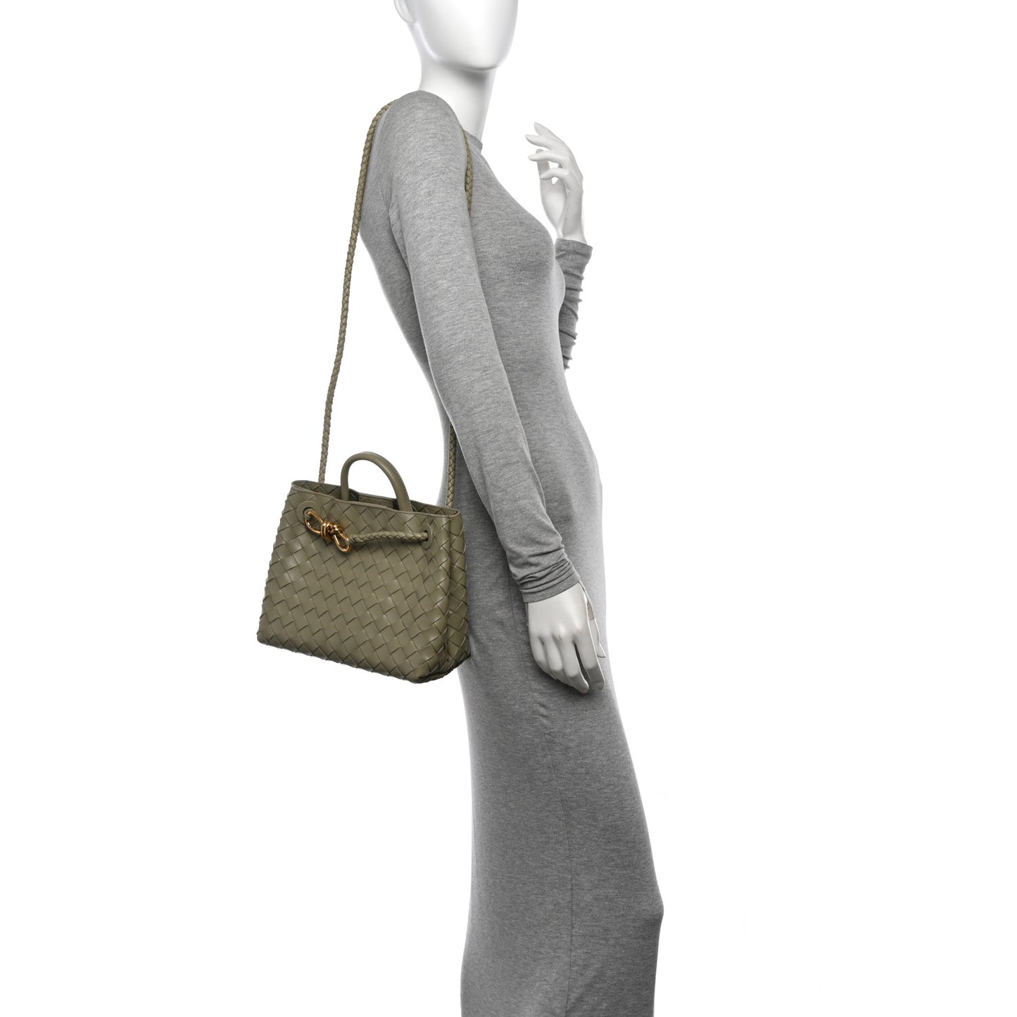 Nappa Intrecciato Small Andiamo Shoulder Bag Travertine
