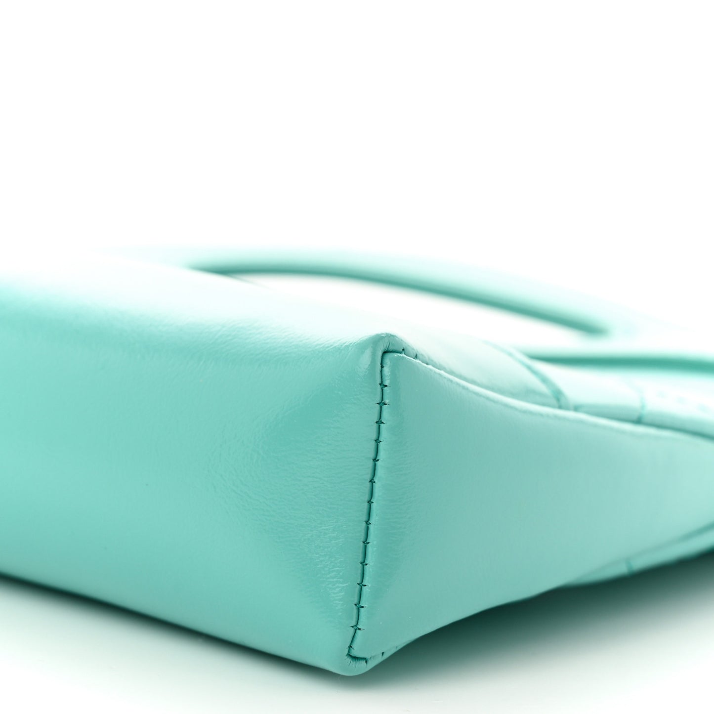 Shiny Crumpled Calfskin Quilted Nano 31 Shopping Bag Turquoise