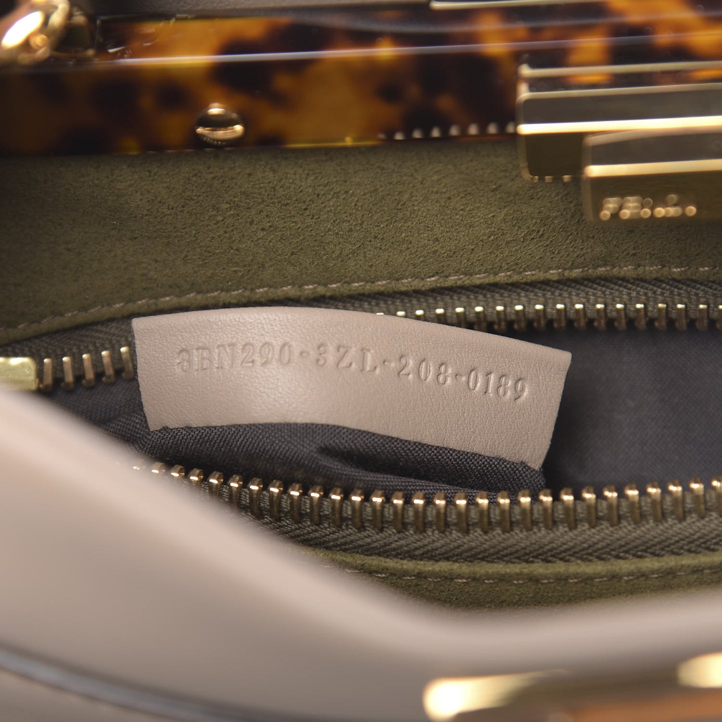Vitello Seta Plexiglass Tortoise Medium Peekaboo Iconic Satchel Tortora