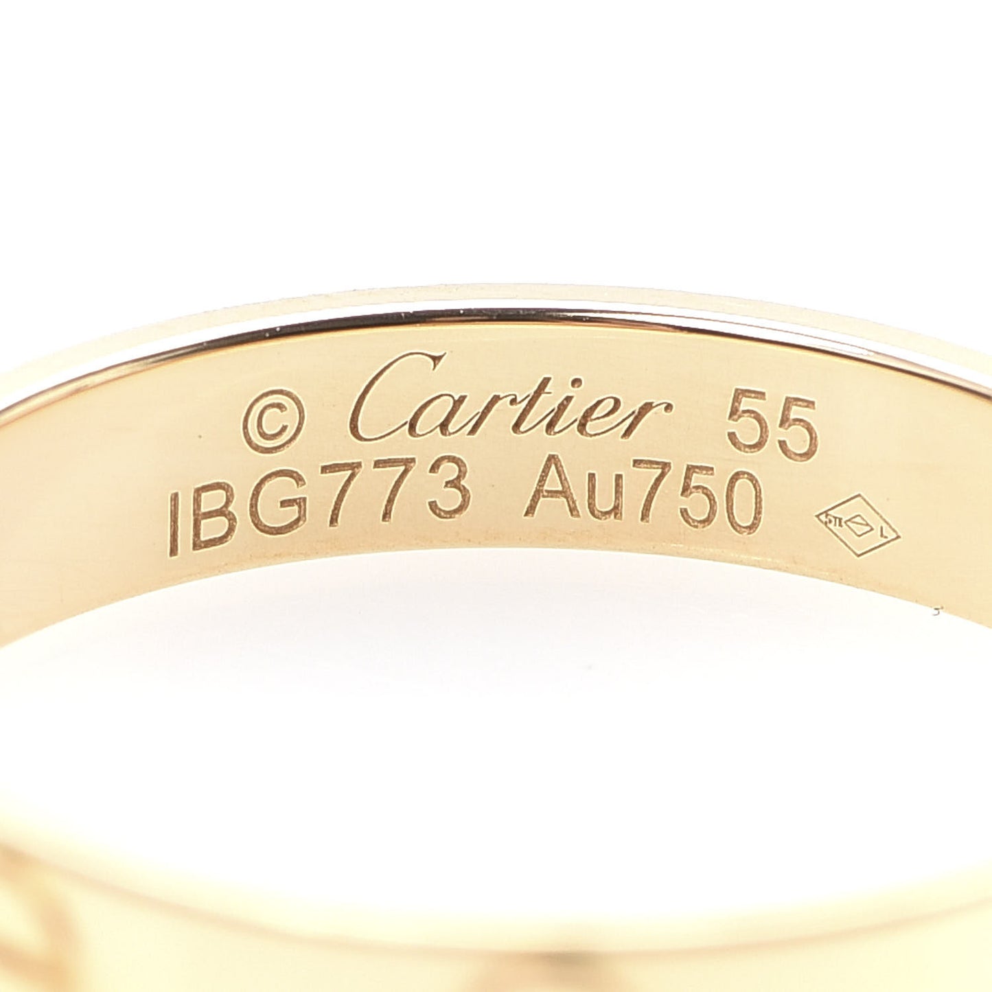 18K Yellow Gold 3.5mm LOVE Wedding Band Ring 55 7.25