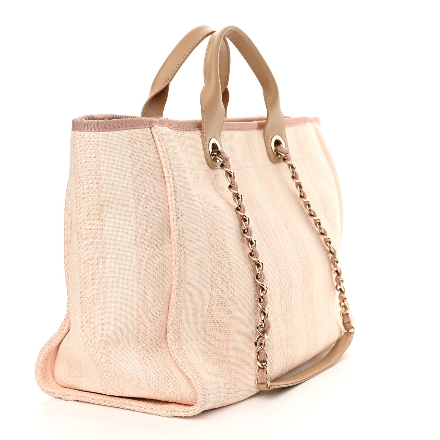 Chanel Mixed Fibers Calfskin Striped Medium Deauville Tote Light Pink 3 of 16