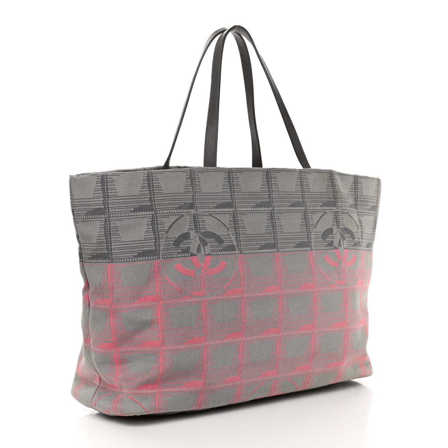 Nylon Travel Shopping Tote Pink Grey