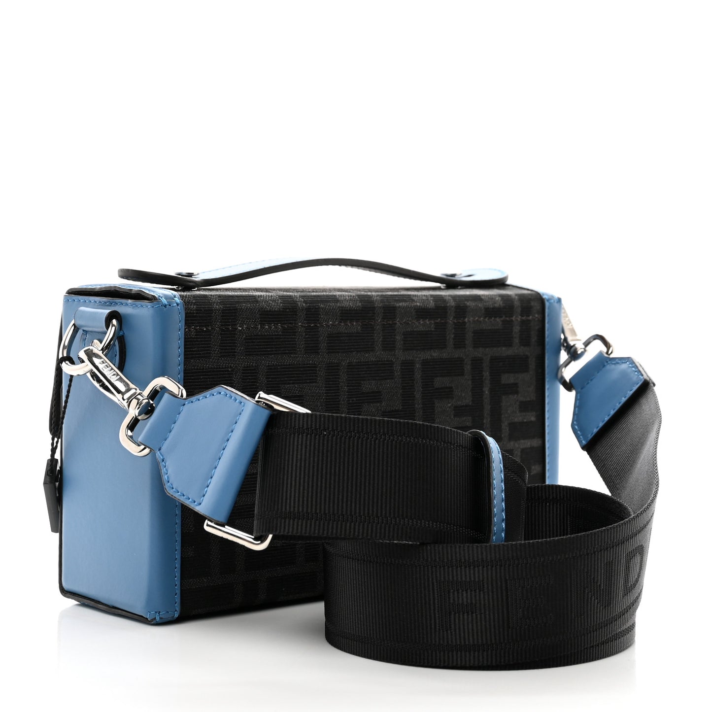 Recycled Fabric Jacquard Vitello King FF 1974 Baguette Soft Trunk Asfalto Black Fiordaliso