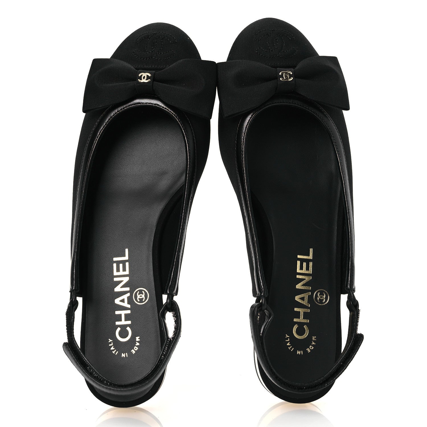 Chanel Lambskin Grosgrain Bow Cap Toe CC Slingback Flats 36 Black 2 of 11