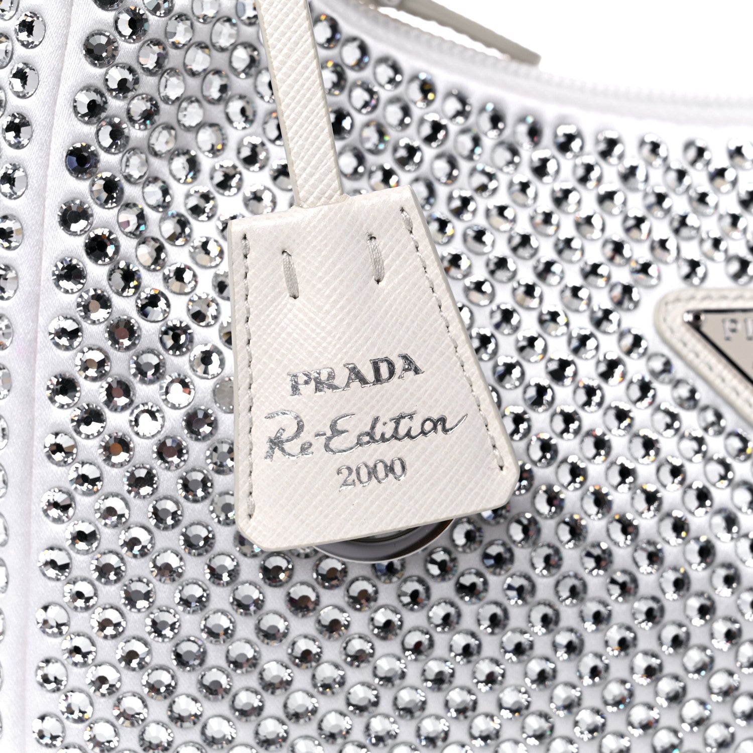 Prada Satin Crystal Mini Re-Edition 2000 Bag White 9 of 11