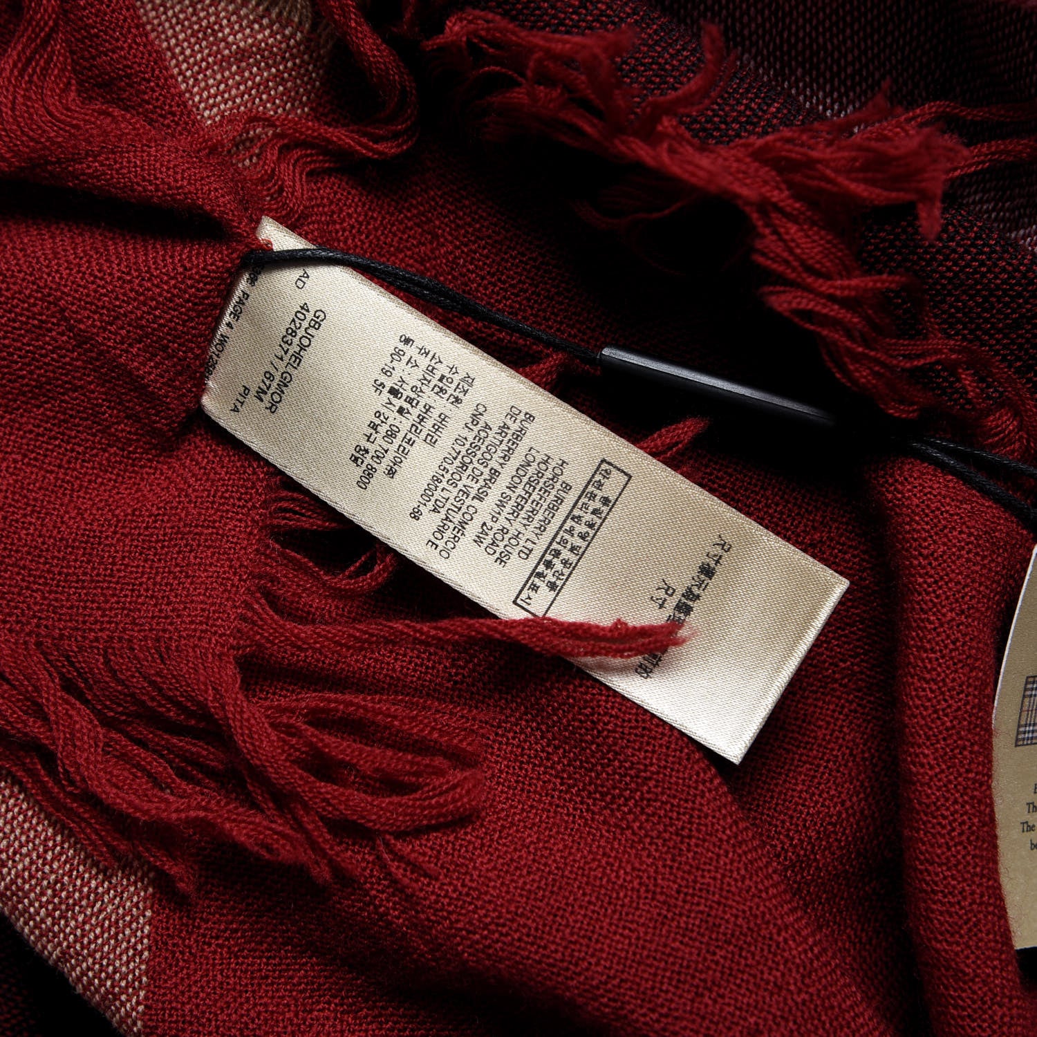 Burberry Wool Classic Check Scarf Parade Red 4 of 4