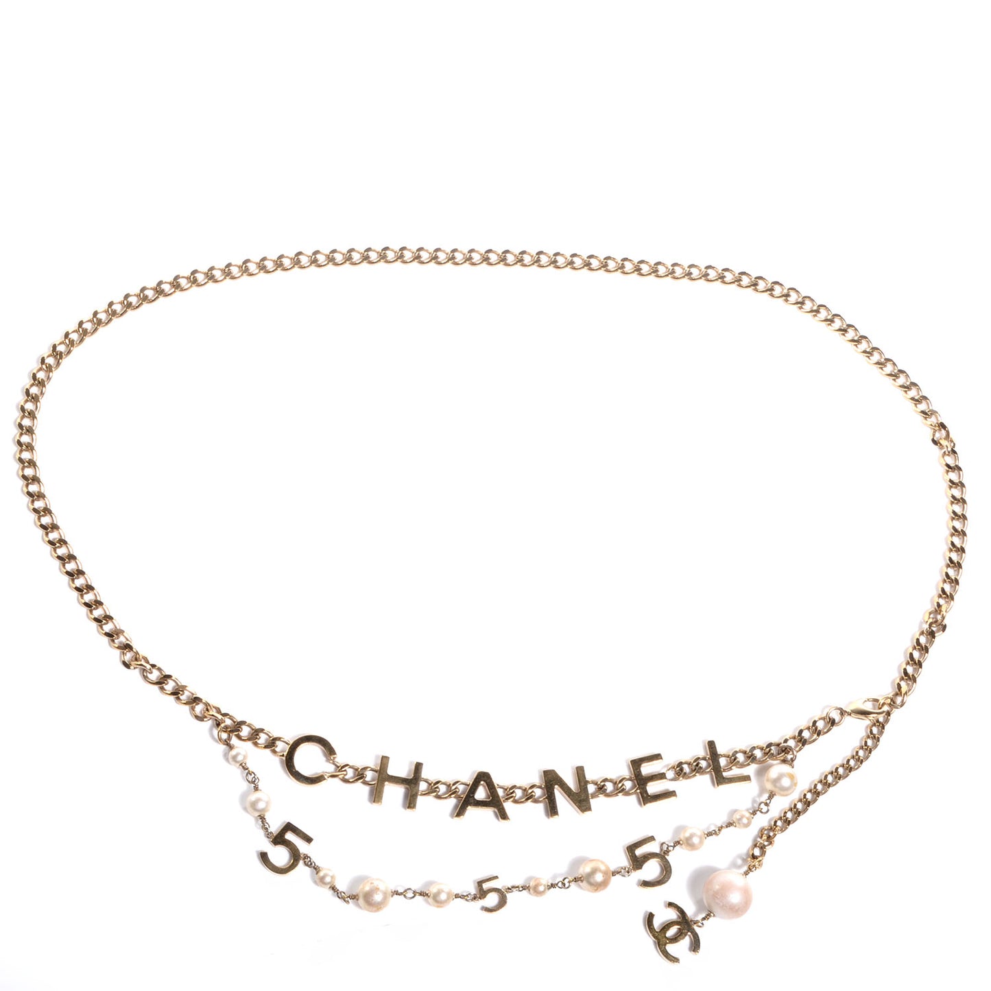Pearl N°5 Chain Link CC Belt Gold