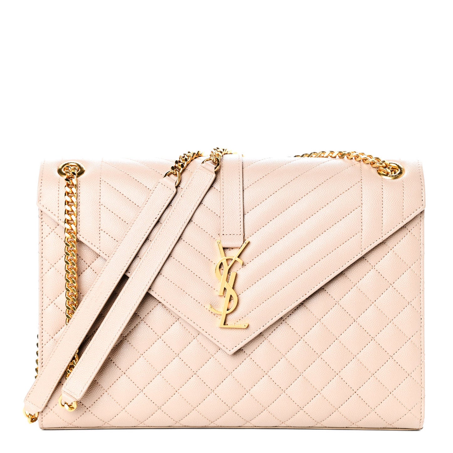 Grain De Poudre Mixed Matelasse Large Triquilt Monogram Satchel Nude Powder