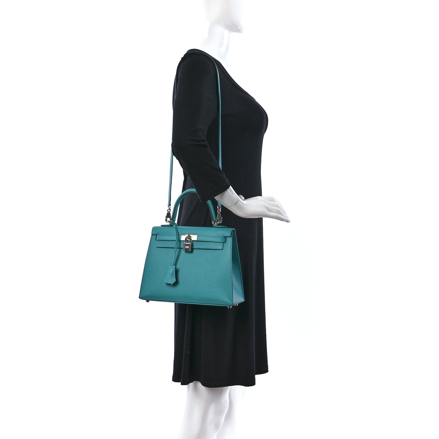 Madame Calfskin Verso Kelly Sellier 25 Vert Verone Bleu De Prusse