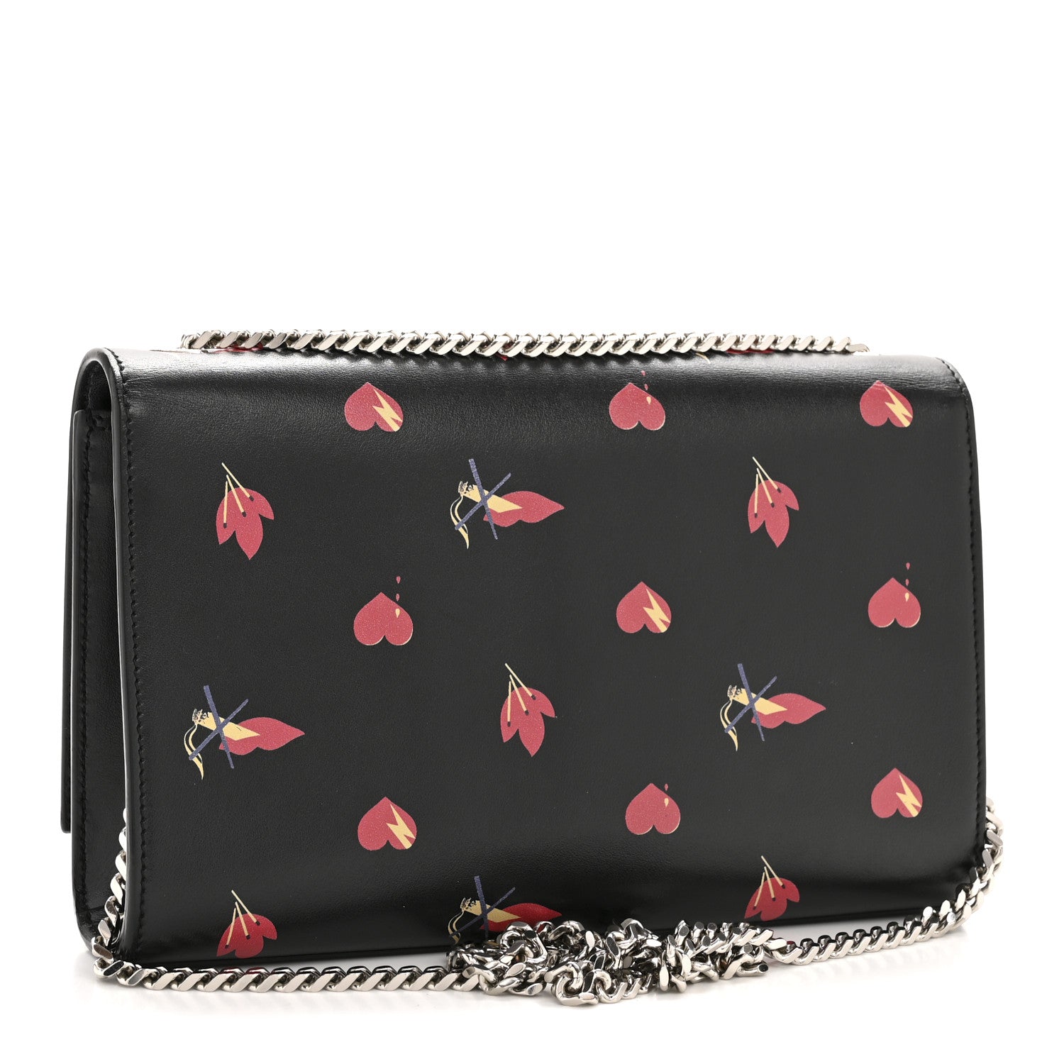Saint Laurent Calfskin Medium Heart Bolts Monogram Kate Satchel Black 3 of 15