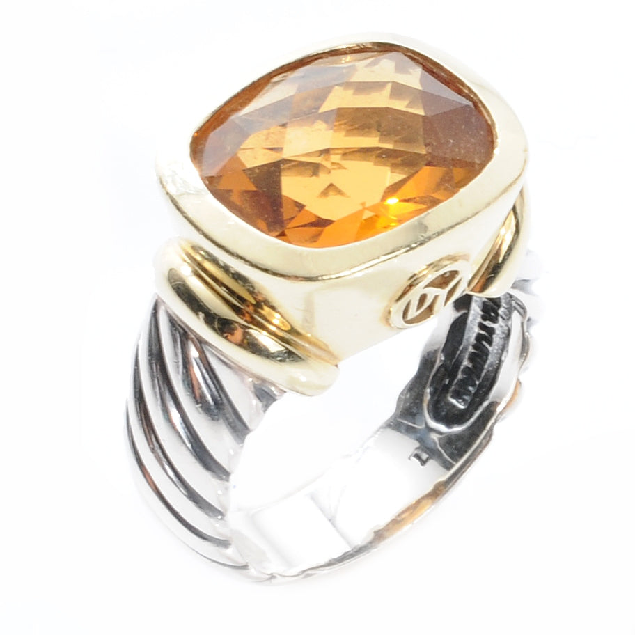David Yurman Sterling Silver and 14k Citrine Ring 7 3 of 7