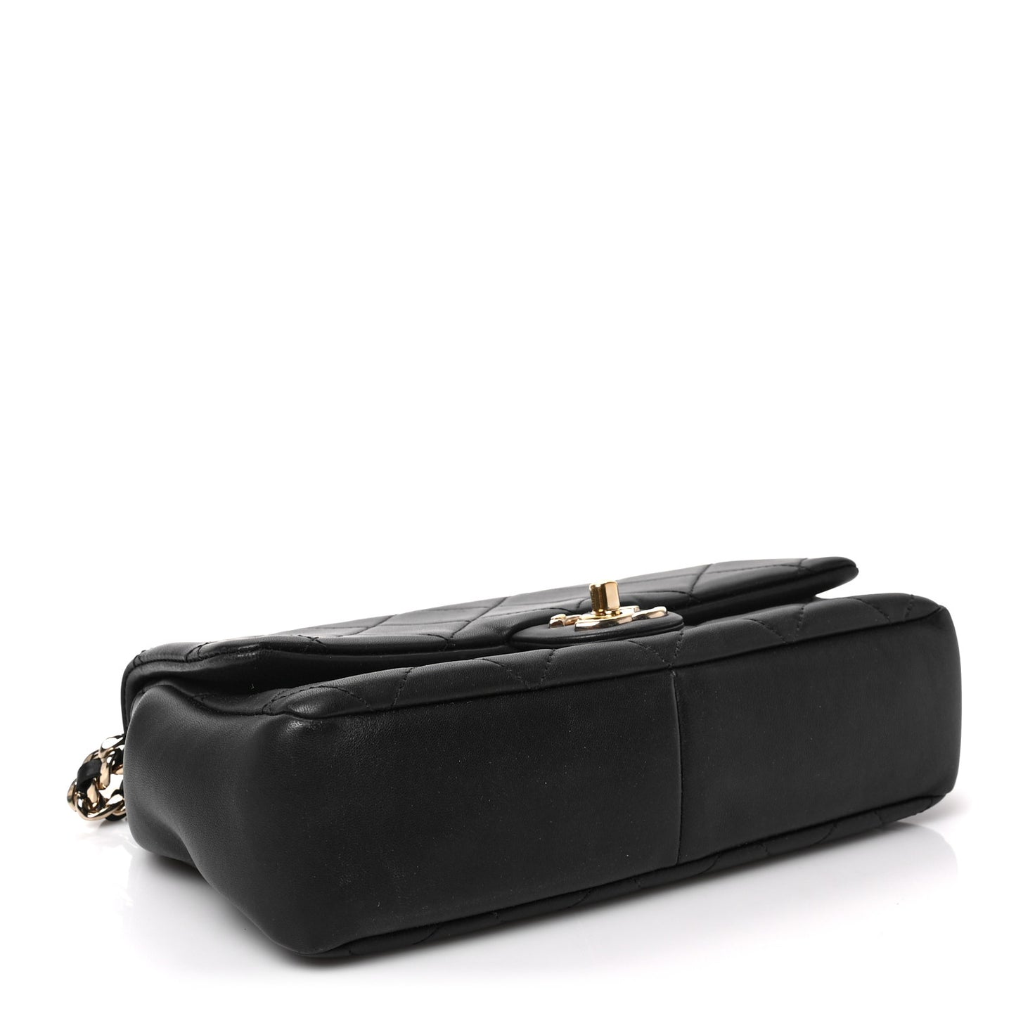 Lambskin Quilted Resin Bi-Color Chain Flap Bag Black