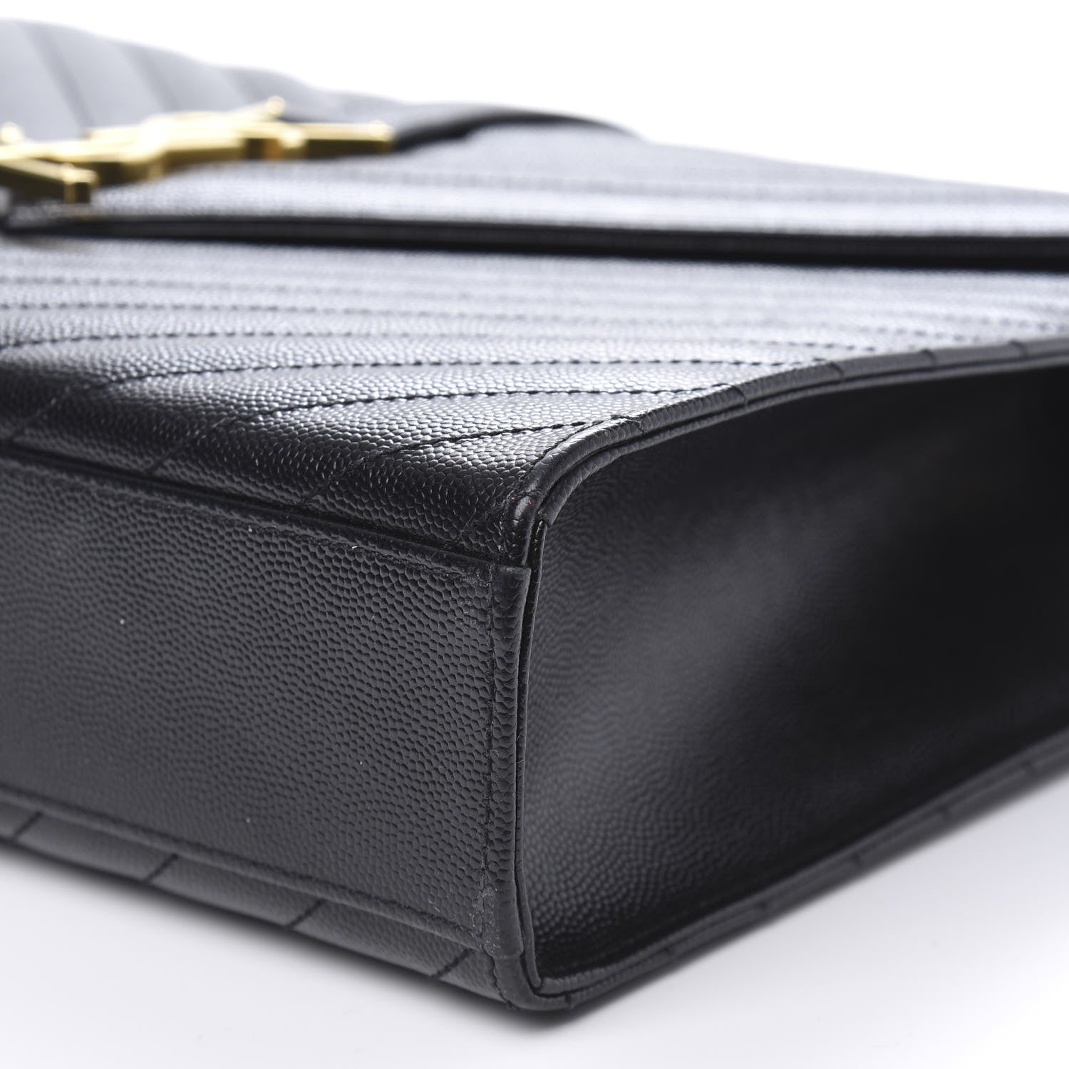 Saint Laurent Grain De Poudre Matelasse Chevron Large Monogram Satchel Black 9 of 12