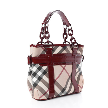 Burberry Nova Check Large Chain Tote Berry 2 of 9