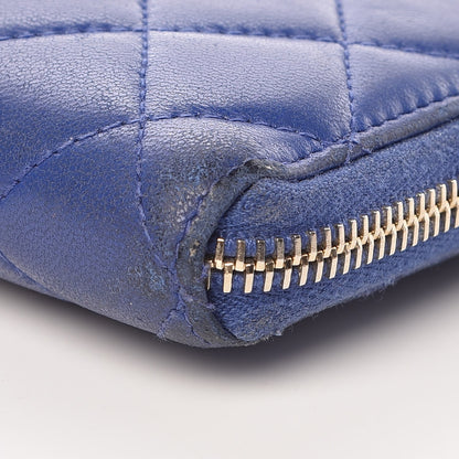Chanel Lambskin Quilted Large Gusset Zip Around Wallet Blue 12 of 18