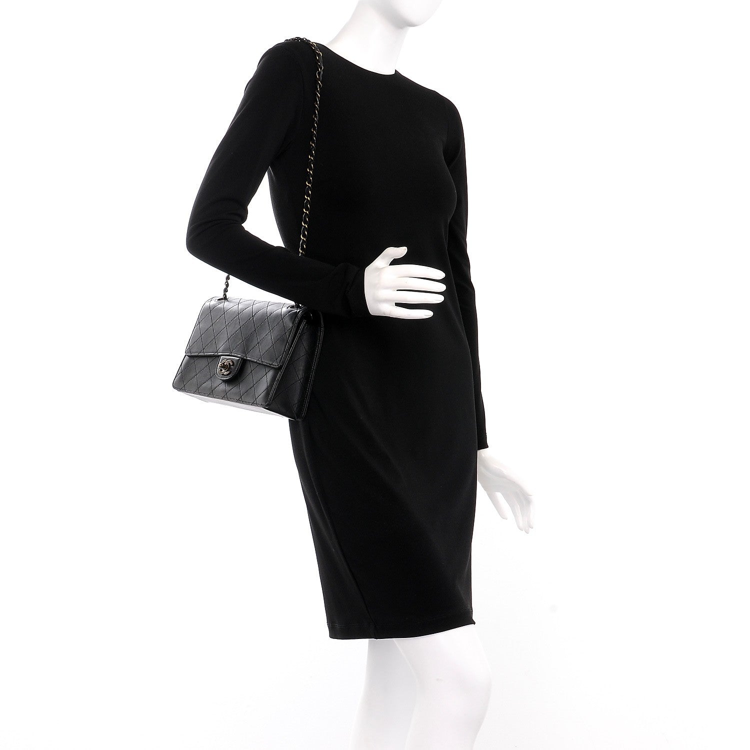 Chanel Calfskin Stitched Medium Single Flap Black 2 of 11