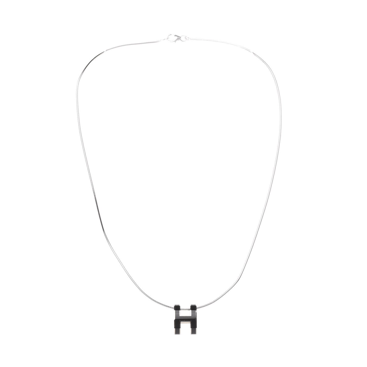 Lacquered Palladium Pop H Pendant Necklace Black