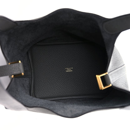 Hermes Taurillon Clemence Ostrich Touch Picotin Lock 18 PM Gris Meyer 7 of 8