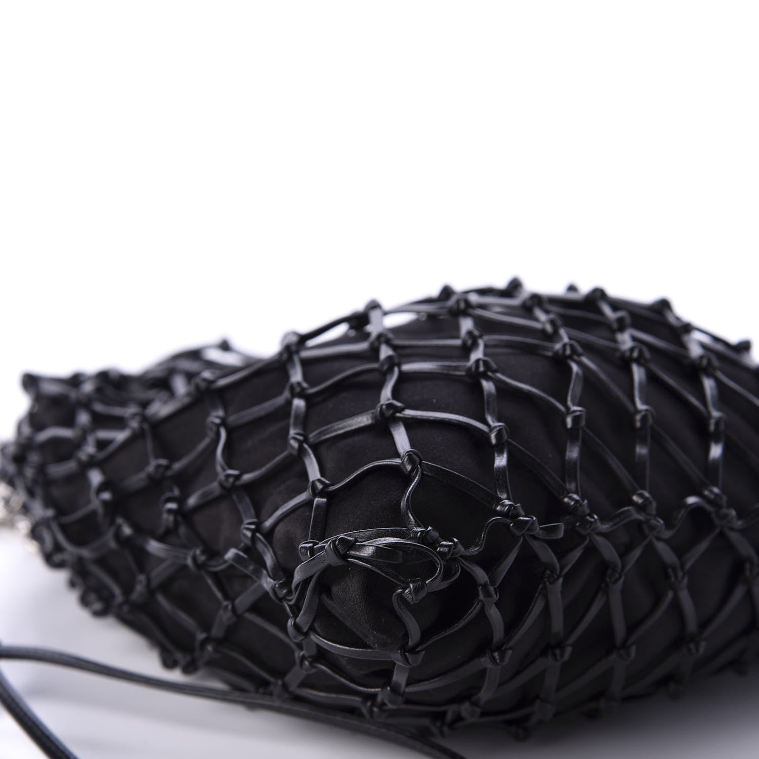 Prada Satin Net Chain Bag Black 6 of 9