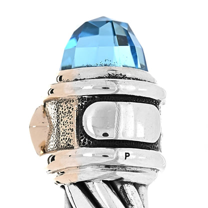 David Yurman Sterling Silver 14K Yellow Gold Hampton Blue Topaz Iolite 7mm Cable Renaissance Bracelet 5 of 5