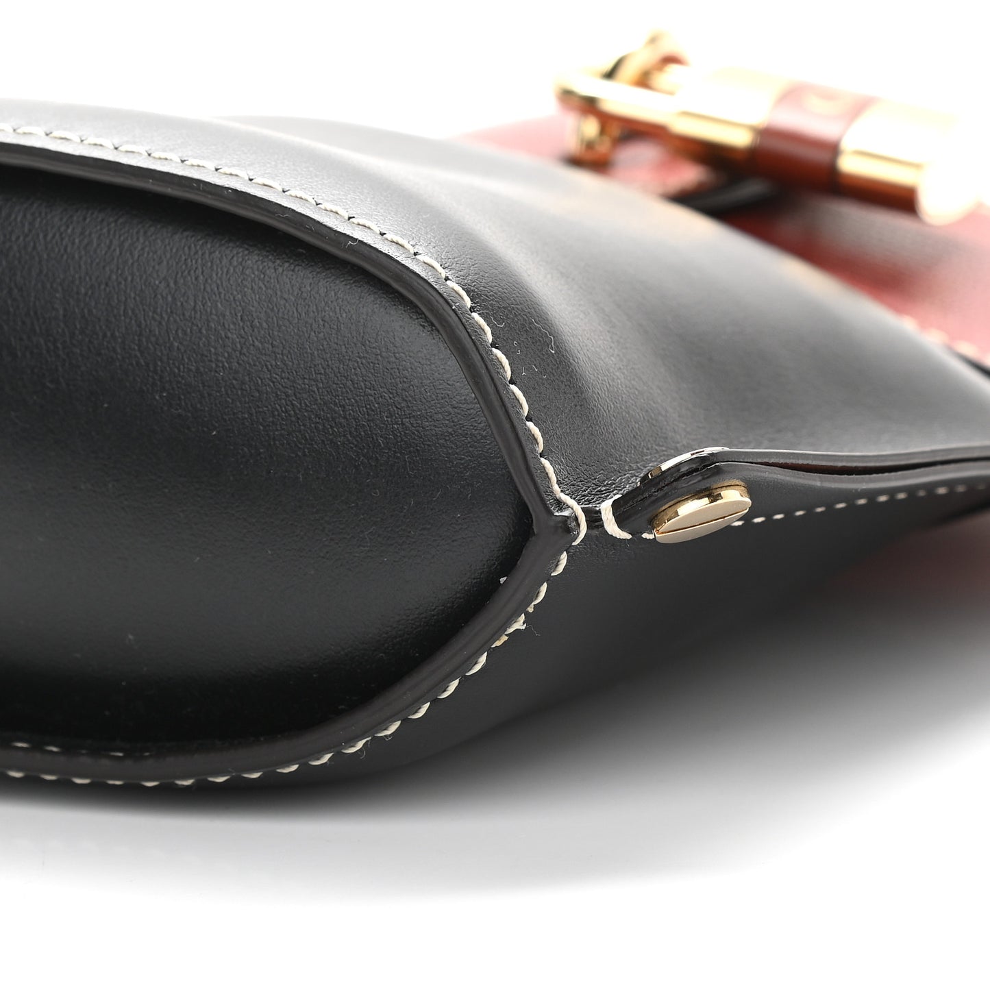 Calfskin Goatskin Mini Aby Bi-Color Bucket Black Red