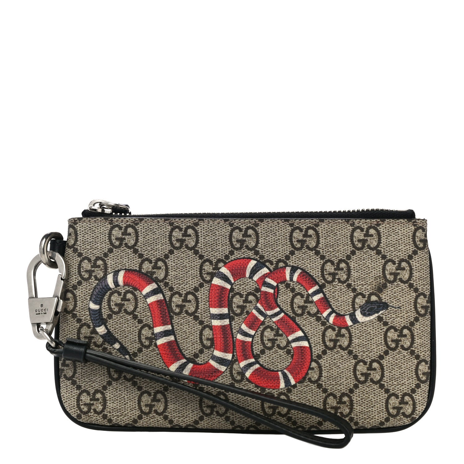 Gucci GG Supreme Monogram Kingsnake Zip Pouch Black 1 of 11