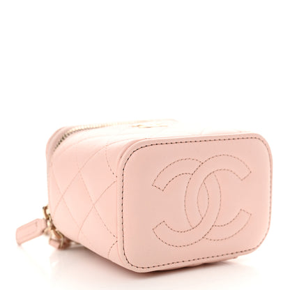 Chanel Lambskin Quilted Mini Top Handle Vanity Case With Chain Light Pink 4 of 10